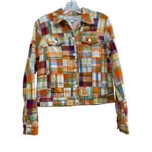 Pendleton Patchwork Madras Tartan Plaid Button Up Trucker Jacket Sm Vintage Crop